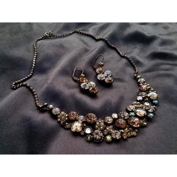 Rare Find Vintage SORRELLI Super Sparkling Signed Dark Amber Clear Smoky Rhinest - Picture 2 of 5